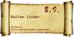 Ballon Izidor névjegykártya